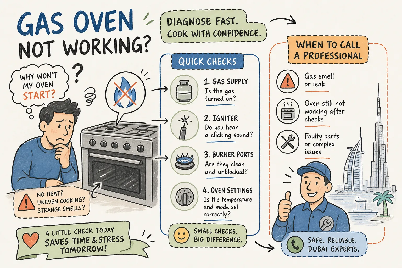 How to diagnose gas oven problems fast and when to call a professional in Dubai